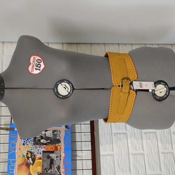 Anthropologie NWT gold mustard suede corset style belt XS/S - Picture 1 of 5